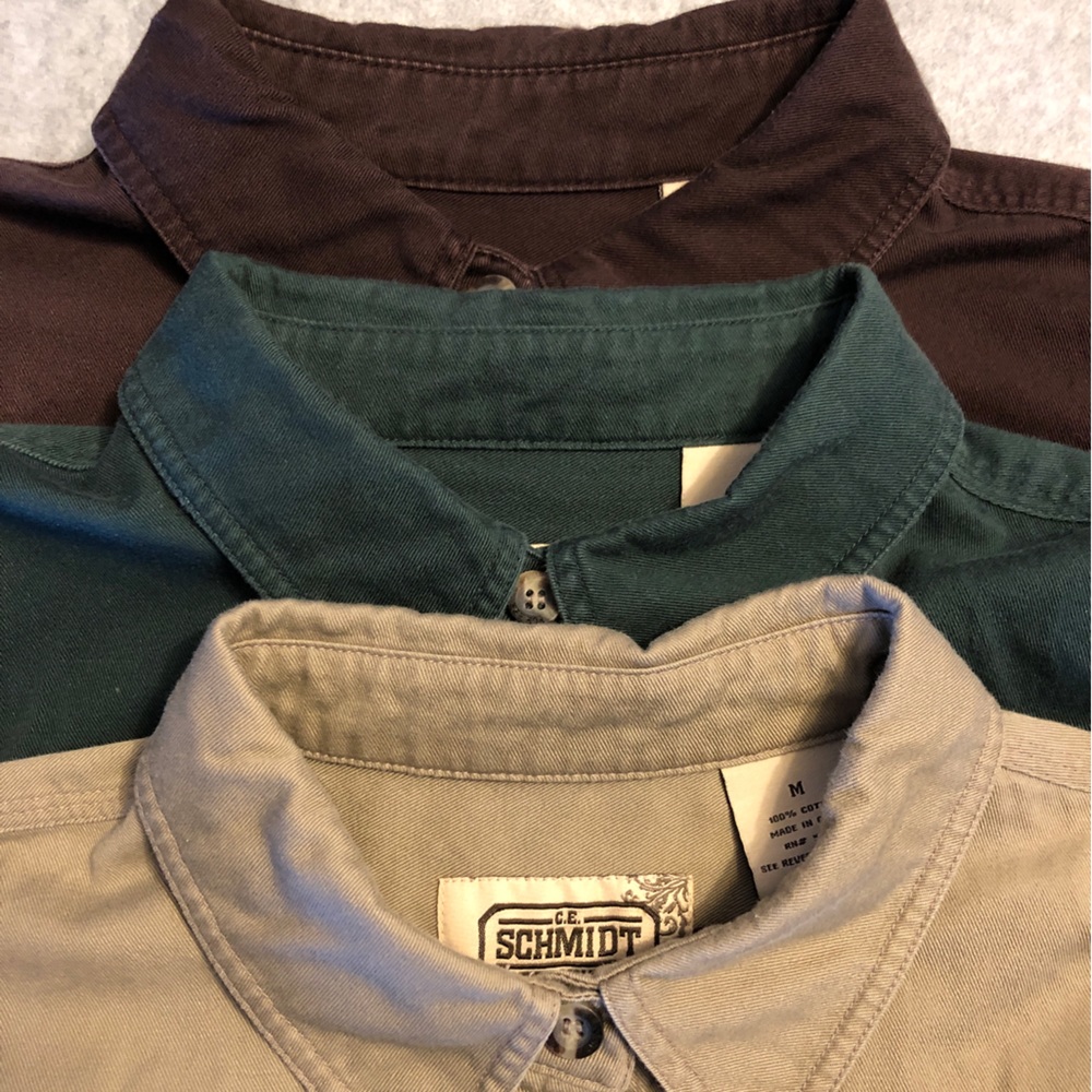 3 Women’s C. E. Schmidt work shirts medium.